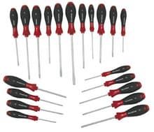 20pc SoftFinish Screwdriver Set, Slotted/Phillips/Torx/Square/Pozidriv, Wiha 30299