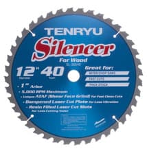 Silencer Saw Blade, 12" Dia, 40T, 0.098" Kerf, 1" Arbor, Tenryu SL-30540