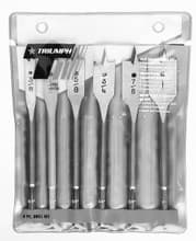 Flat Wood Boring (Spade) Bit Set, 3/8"-1" by 8ths, Triumph 094286