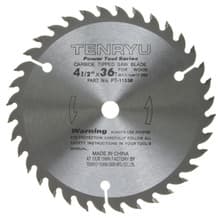 Power Tool Saw Blade, 4-1/2" Dia, 36T, 0.063" Kerf, 3/8" Arbor, Tenryu PT-11536