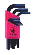 9pc Hex Key Set, 1.5-10mm, Short, Bondhus 12299