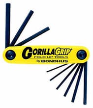 9pc Hex Fold-up Tool Set, 5/64-1/4", Bondhus 12589