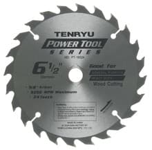 Power Tool Saw Blade, 6-1/2" Dia, 24T, 0.079" Kerf, 5/8"KO Arbor, Tenryu PT-16524