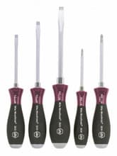 5pc MicroFinish Slotted/Phillips Screwdriver Set, Extra Heavy Duty, Wiha 53390