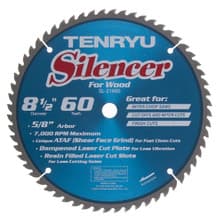 Silencer Saw Blade, 8-1/2" Dia, 60T, 0.079" Kerf, 5/8" Arbor, Tenryu SL-21660