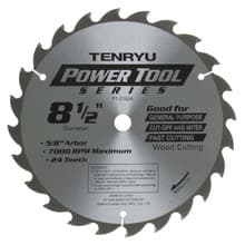 Power Tool Saw Blade, 8-1/2" Dia, 24T, 0.087" Kerf, 5/8" Arbor, Tenryu PT-21624