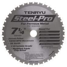 Steel-Pro Saw Blade, 7-1/4" Dia, 38T, 0.079" Kerf, 20mm Arbor, Tenryu PRF-18538BW2