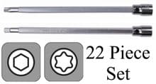 22pc Hex/Torx Bit Socket Set, 1/4 Drive, 6" Long, Wiha 77198