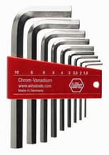 9pc Nickel Hex L-Key Short-Arm Set, 1.5mm-10mm, Wiha 35191