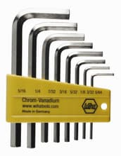 8pc Nickel Finish Short Arm Hex L-Key Set, 5/64"-5/16", Wiha 35192
