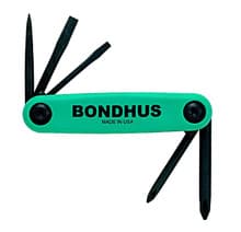 5pc Utility Fold-up Tool Set, #1-2 Phillips, 1/8, 3/16 Slotted, Awl, Bondhus 12545