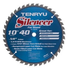 Silencer Saw Blade, 10" Dia, 40T, 0.098" Kerf, 5/8" Arbor, Tenryu SL-25540