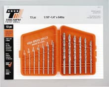 13pc Jobber Drill Set, 1/16-1/4 by 64ths, General Purpose, HSS, Triumph 090613