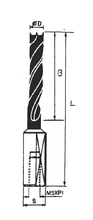 LH Brad Point Drill, 4mm Dia, 20mm Cut Length, 10mm Shank, Southeast Tool SCBP5704LH
