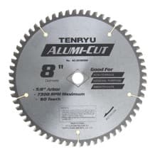 Alumi-Cut Saw Blade, 8" Dia, 60T, 0.087" Kerf, 5/8" KO Arbor, Tenryu AC-20360DN