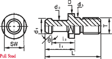 Pull Stud for CNC Tool Holder, BT 35-Heian, 15deg, Southeast Tool SE4403502