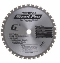 Steel-Pro Saw Blade, 6" Dia, 38T, 0.079" Kerf, 1/2" Arbor, Tenryu PRF-15238