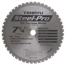 Steel-Pro Saw Blade, 7-1/4" Dia, 48T, 0.079" Kerf, 5/8"KO Arbor, Tenryu PRF-18548BW