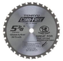 Cord Free Saw Blade, 5-3/8" Dia, 30T, 0.059" Kerf, 10mm Arbor, Tenryu CF-13530M