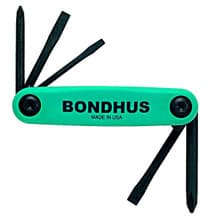 5pc Utility Fold-up Tool Set, #1-2 Phillips, 1/8, 3/16, 1/4 Slotted, Bondhus 12547