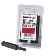 9pc Ball Hex Power Bits Set, 2-12mm, Bondhus 10899