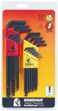 Ball Hex Key Set, 1.5-10mm, .050-5/16", Bondhus 20196
