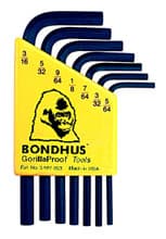 7pc Hex Key Set, 5/64"-3/16", Short, Bondhus 12245