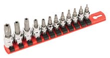 12pc 1/4" & 3/8" Drive Security Torx Socket Set, T7-T55, Wiha 76399
