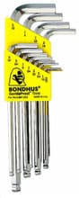 12pc Ball Hex Key Set, .050-5/16", Bondhus 16936