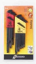 Stubby Ball Hex Key Set, .050-3/8", 1.5-10mm, Bondhus 20599