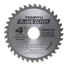 Plastic Cutter Saw Blade, 4" Dia, 36T, 0.055" Kerf, 20mm Arbor, Tenryu PC-10036