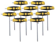 10pc Soft Grip Ball Hex Dual Drive T-Handle Set, 3/32"-3/8", Wiha 54097