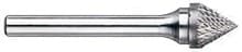 Carbide Bur, 60deg Cone Shape, 1/2 Dia, 7/16 Cut Length, 1/4 Shank, Triumph 071464