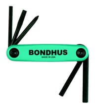 5pc Utility Fold-up Tool Set, #1 Phillips, 3/16" Slotted, 4-6mm Hex, Bondhus 12540