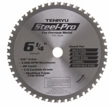 Steel-Pro Saw Blade, 6-1/4" Dia, 48T, 0.079" Kerf, 5/8"KO Arbor, Tenryu PRF-16048