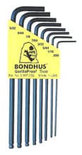 8pc Ball Hex Key Set, .050-5/32", Bondhus 10932