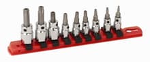 9pc 1/4" & 3/8" Drive Security Torx Socket Set, T10-T50, Wiha 76397