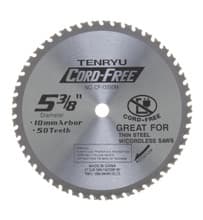 Cord Free Saw Blade, 5-3/8" Dia, 50T, 0.055" Kerf, 10mm Arbor, Tenryu CF-13550M
