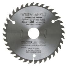 Power Tool Saw Blade, 4-3/8" Dia, 36T, 0.063" Kerf, 20mm Arbor, Tenryu PT-11036
