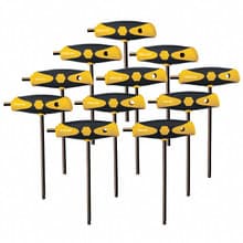11pc Soft Grip Ball Hex Inch Dual Drive T-Handle Set, 5/64"-3/8', Wiha 33494