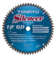 Silencer Saw Blade, 12" Dia, 60T, 0.098" Kerf, 1" Arbor, Tenryu SL-30560