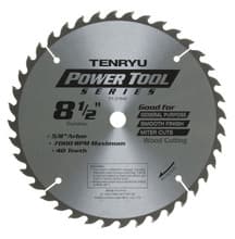 Power Tool Saw Blade, 8-1/2" Dia, 40T, 0.087" Kerf, 5/8" Arbor, Tenryu PT-21640