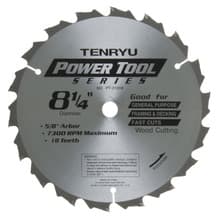 Power Tool Saw Blade, 8-1/4" Dia, 18T, 0.075" Kerf, 5/8"KO Arbor, Tenryu PT-21018