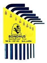 8pc Hex Key Set .050-5/32", Short, Bondhus 12232