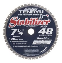 Steel-Pro Stabilizer Saw Blade, 7-1/4" Dia, 48T, 0.079" Kerf, 20mm Arbor, Tenryu PRF-18548BWK2