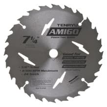 Power Tool Saw Blade, 7-1/4" Dia, 24T, 0.070" Kerf, 5/8"KO Arbor, Tenryu PT-18524AM
