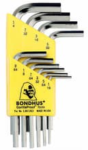 10pc Hex Key Set, 1/16"-1/4", Short, Bondhus 16238